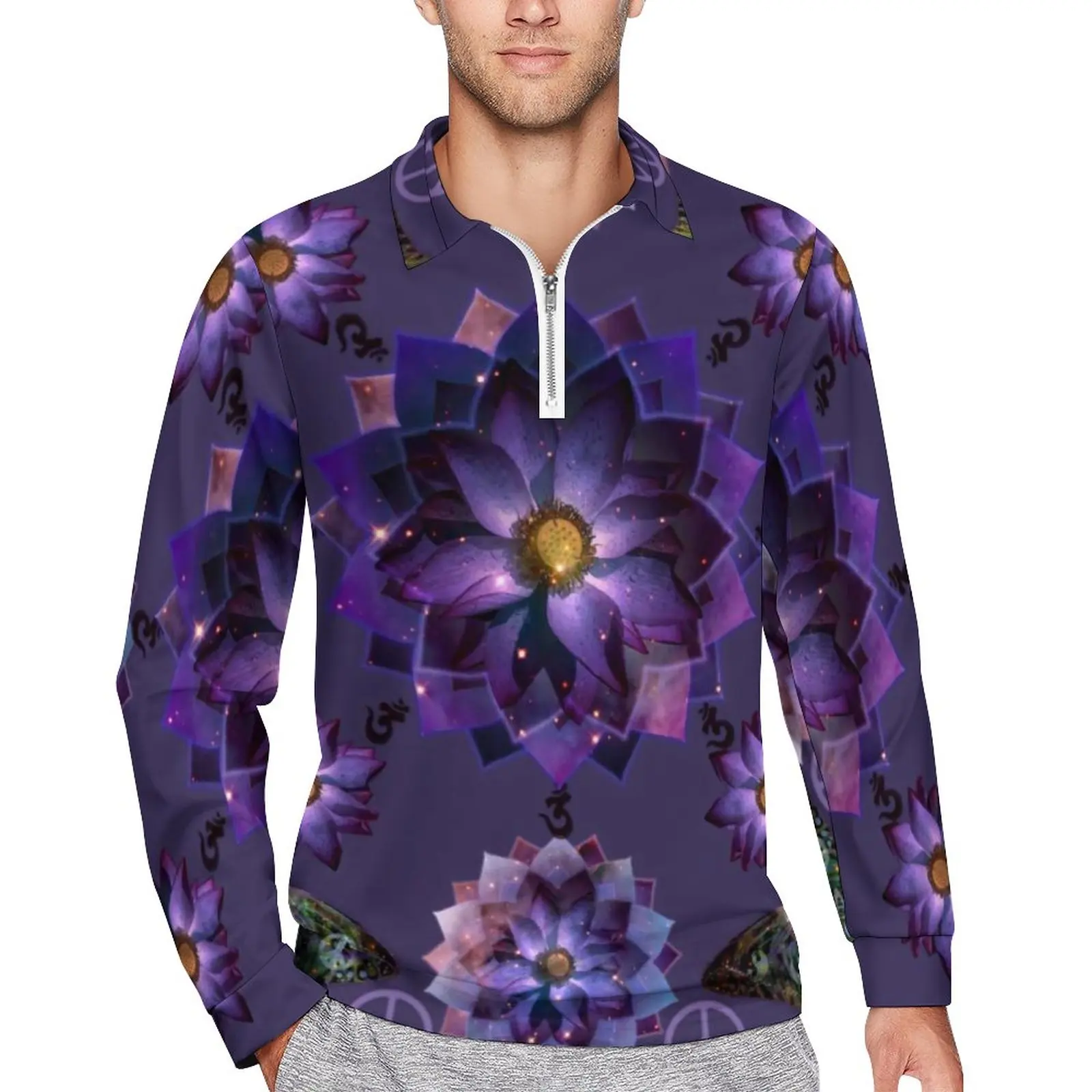 Mystical Lotus Flower Mandala Loose Polo Shirts Man Spiritual Purple Floral Print Long-Sleeve Casual T-Shirts Retro Spring Shirt
Mystical Lotus Flower Mandala Loose Polo Shirts Man Spiritual Purple Floral Print Long-Sleeve Casual T-Shirts Retro Spring Shirt