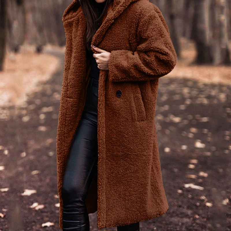 Fashion Ladies Fuzzy Cardigan Long Coats Women Casual Loose Street Solid Color Jacket Winter Vintage Warm Plush Hooded Overcoats
Fashion Ladies Fuzzy Cardigan Long Coats Women Casual Loose Street Solid Color Jacket Winter Vintage Warm Plush Hooded Overcoats
