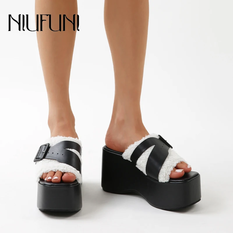 Platform Wedge Square Toe Wool Women's Slippers Fashion Simple Soft Summer Women's Shoes Slides Slip On Muller Shoes Belt Buckle
Platform Wedge Square Toe Wool Women's Slippers Fashion Simple Soft Summer Women's Shoes Slides Slip On Muller Shoes Belt Buckle
