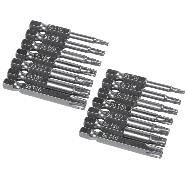 

14Pcs Set Star Bit Screwdriver Drill Bits Screw Driver Magnetic 1/4Inch Hex Shank Hand Tools Five-Pointed Star Bore Hole