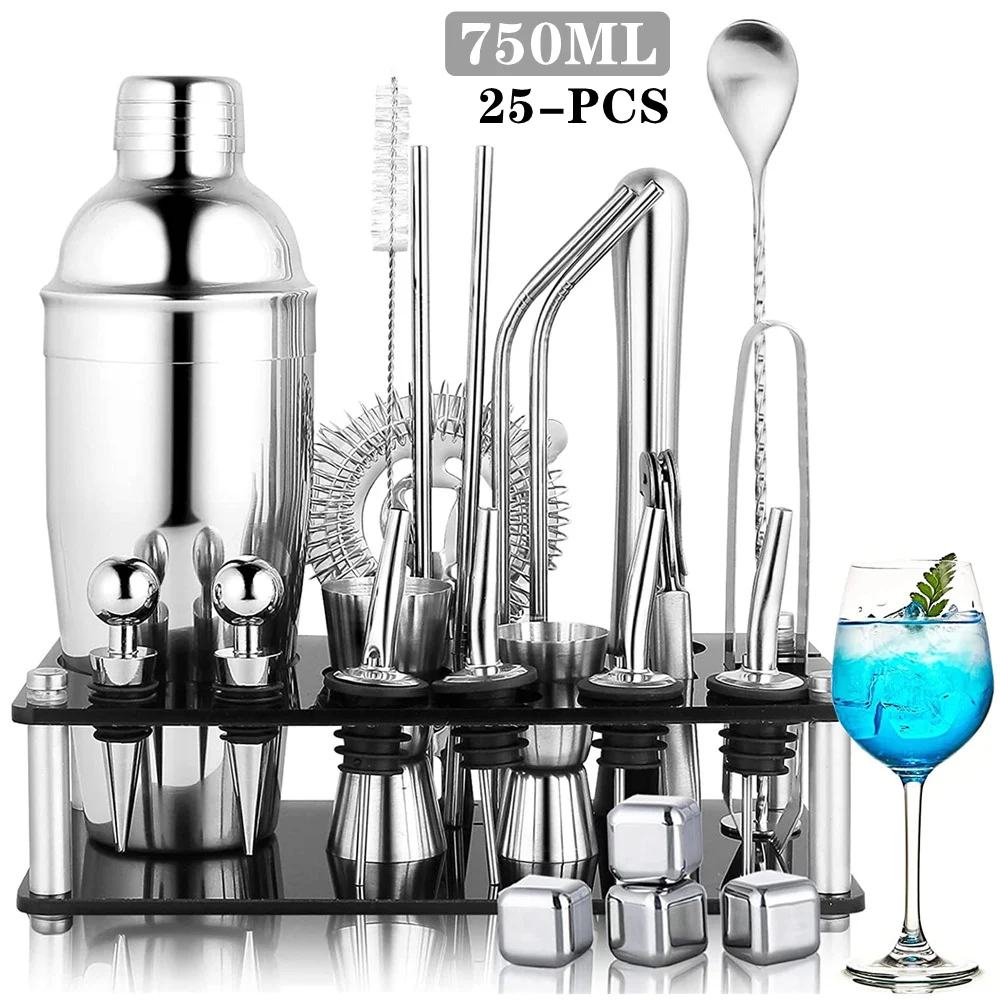 25-Piece Stainless Steel Wine Shaker Mixer Hone Bar Bartender Kit Cocktail Shaker Set Cocktail Accessories Drink Mixer Set Tools 
25-Piece Stainless Steel Wine Shaker Mixer Hone Bar Bartender Kit Cocktail Shaker Set Cocktail Accessories Drink Mixer Set Tools