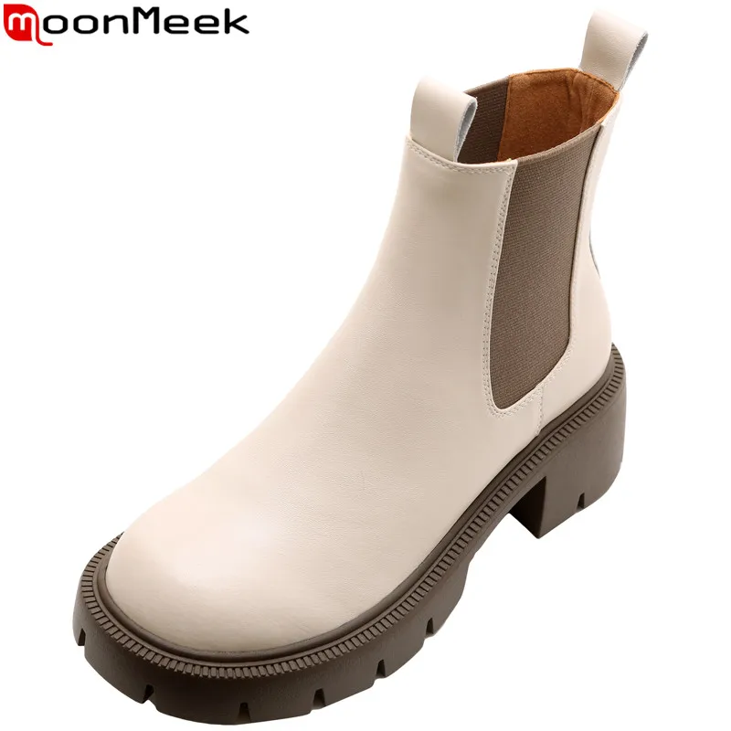 MoonMeek 2022 New Ankle Platform Chelsea Boots Mixed Colors Thick High Heels Shoes Ladies Genuine Leather Women Winter Boots
MoonMeek 2022 New Ankle Platform Chelsea Boots Mixed Colors Thick High Heels Shoes Ladies Genuine Leather Women Winter Boots