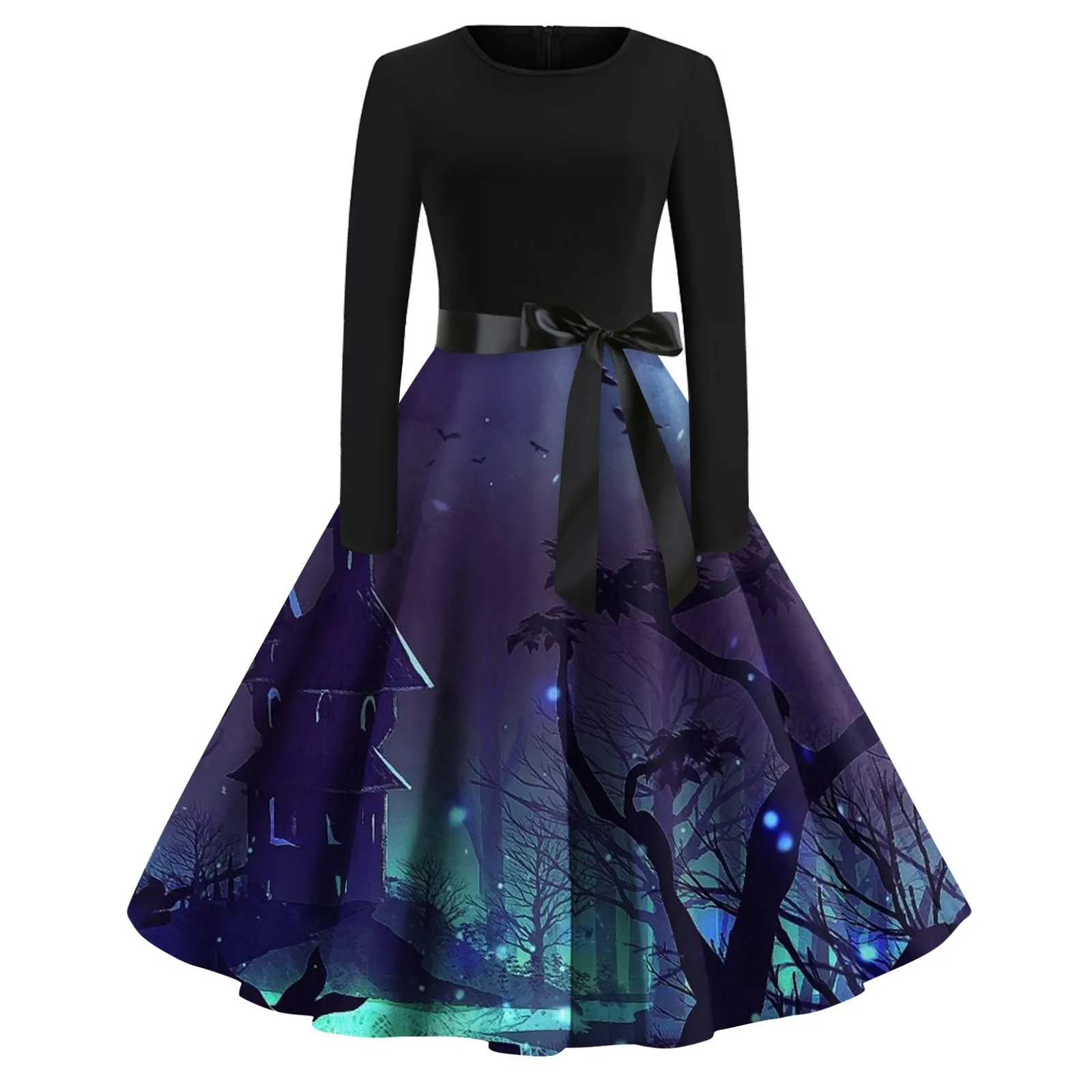 Women'S Fashion Round Neck Casual Slim Fit Halloween Printed Halloween Dress Black Patchwork Elegant Vintage Party Robe Sundress
Women'S Fashion Round Neck Casual Slim Fit Halloween Printed Halloween Dress Black Patchwork Elegant Vintage Party Robe Sundress