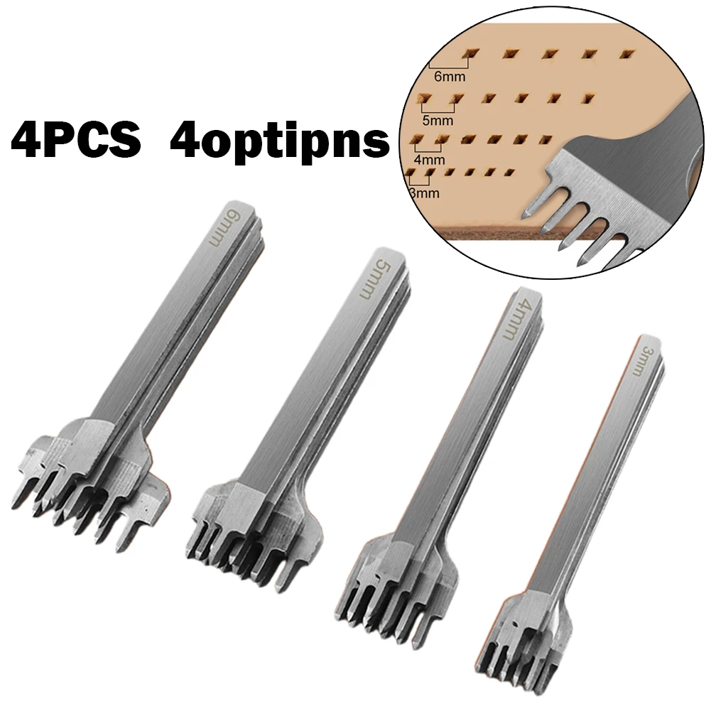 4PCS Leather Craft Punch Tool Hole Chisel Graving Stitching Sewing Spacing Stitch Line Marking Tools Set 3mm/4mm/5mm/6mm
4PCS Leather Craft Punch Tool Hole Chisel Graving Stitching Sewing Spacing Stitch Line Marking Tools Set 3mm/4mm/5mm/6mm