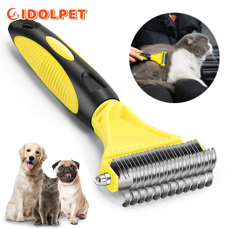 Pets Stainless Steel Grooming Brush Two-Sided Shedding and Dematting Undercoat Rake Comb for Dog Cat Remove Knots Tangles Easily
Pets Stainless Steel Grooming Brush Two-Sided Shedding and Dematting Undercoat Rake Comb for Dog Cat Remove Knots Tangles Easily