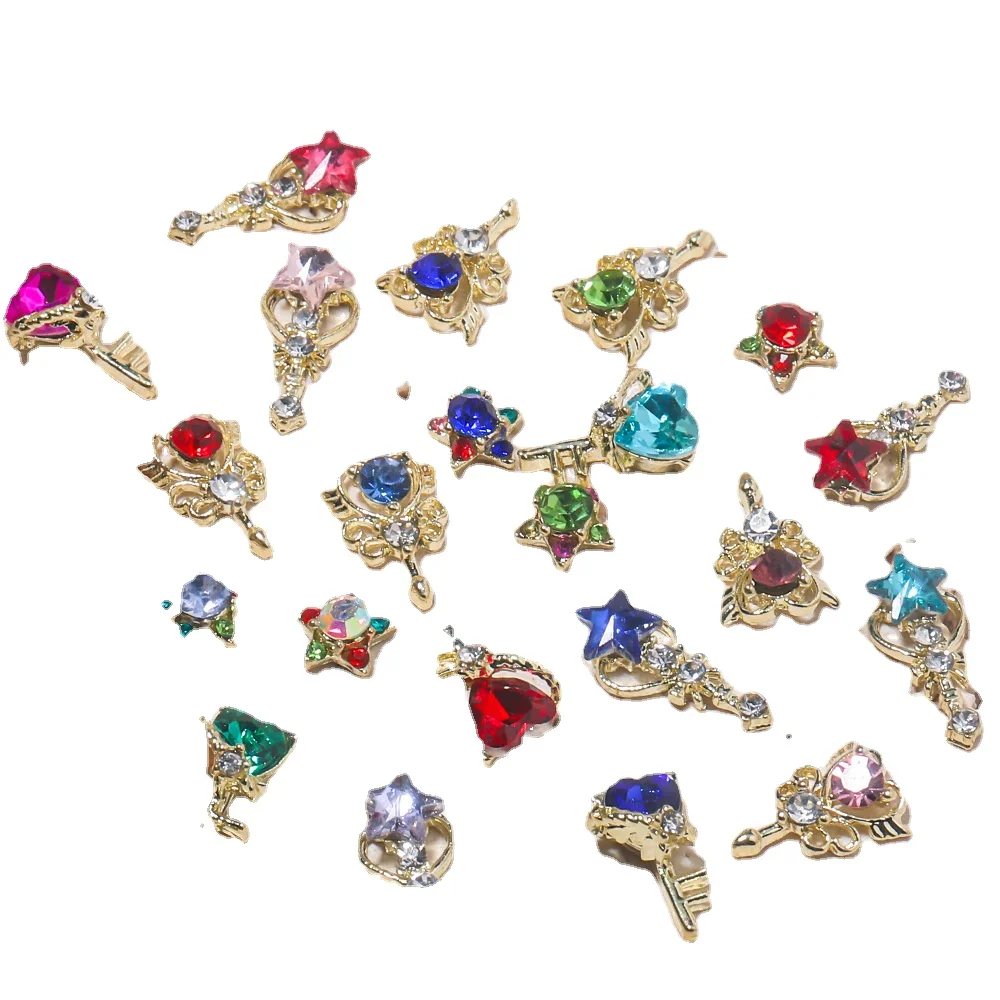 10pcs Luxury Metal Crystal Rhinestone Key Star magic Stick Charms for Nail Art Decoration Anime Nail Design Gems
10pcs Luxury Metal Crystal Rhinestone Key Star magic Stick Charms for Nail Art Decoration Anime Nail Design Gems
