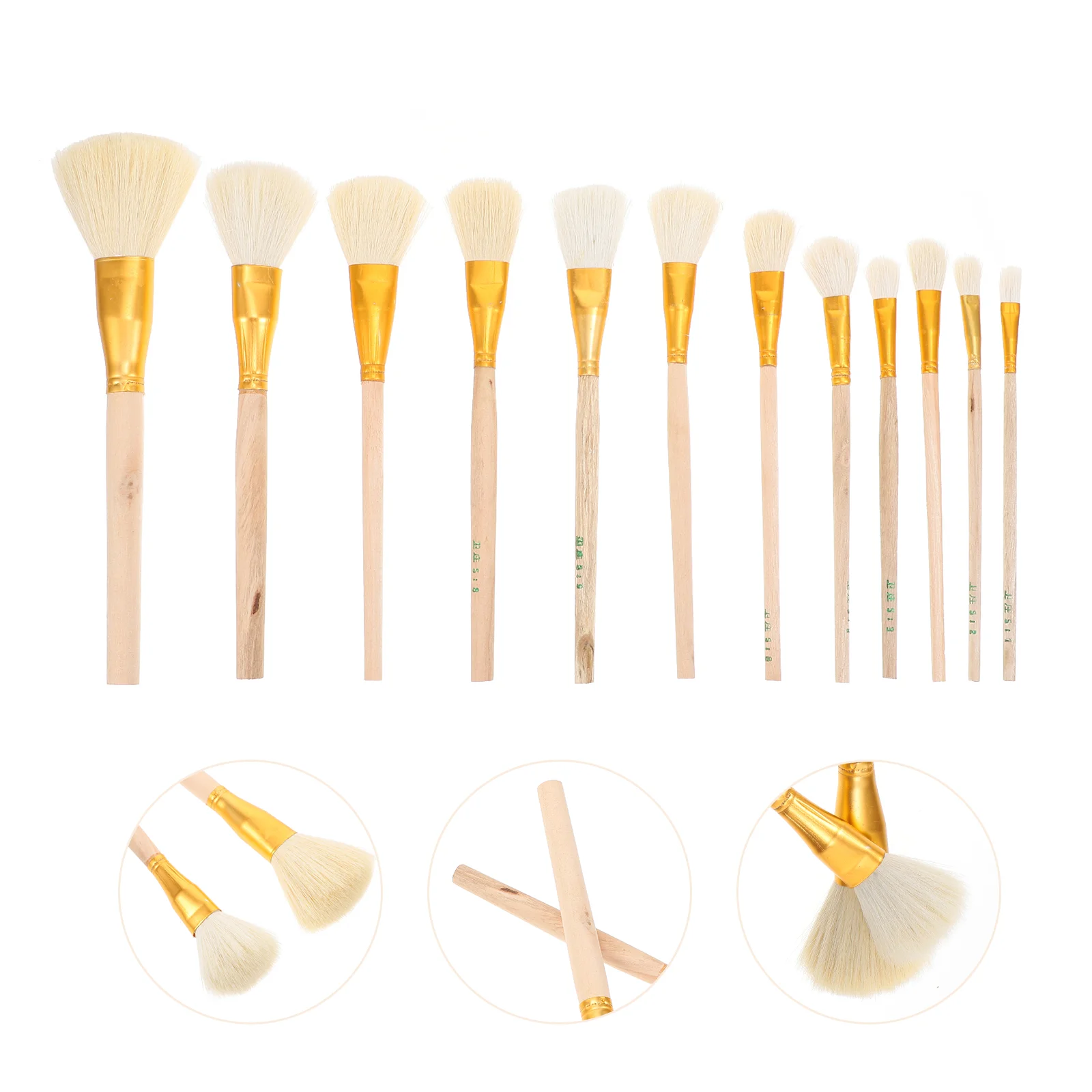 12pcs Brushes Wool Painting Brush Wooden Handle Brushes Portable Stencil Brushes for School Students
12pcs Brushes Wool Painting Brush Wooden Handle Brushes Portable Stencil Brushes for School Students