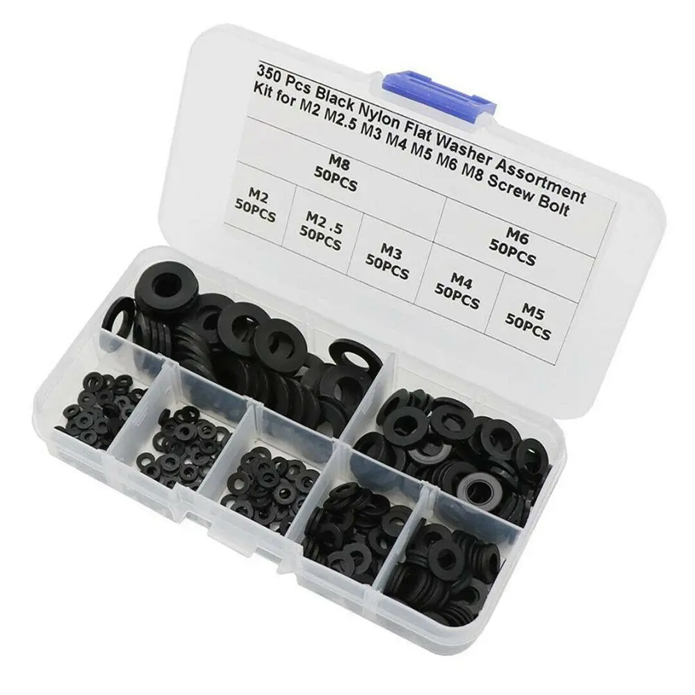 Home Improvement 7 Sizes Black Gasket Nylon Flat Washer M2 M2.5 M3 M4 M5 M6 M8 Washer Assortment Kit Screw Bolt Gasket
Home Improvement 7 Sizes Black Gasket Nylon Flat Washer M2 M2.5 M3 M4 M5 M6 M8 Washer Assortment Kit Screw Bolt Gasket