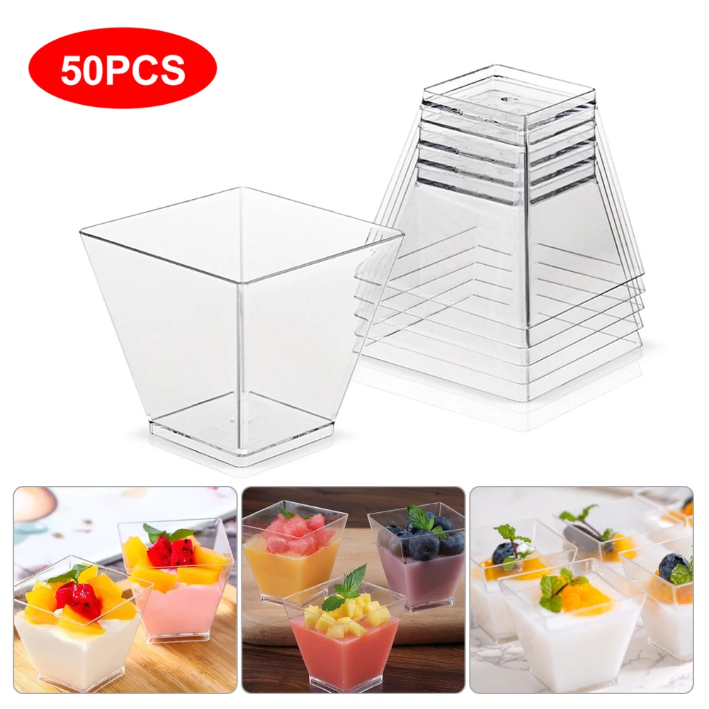 50pcs Plastic Cups Jelly Reusable Square Food Container Yogurt Cake Dessert Clear Pastry Birthday Decor Tools 60ml(2oz )
50pcs Plastic Cups Jelly Reusable Square Food Container Yogurt Cake Dessert Clear Pastry Birthday Decor Tools 60ml(2oz )