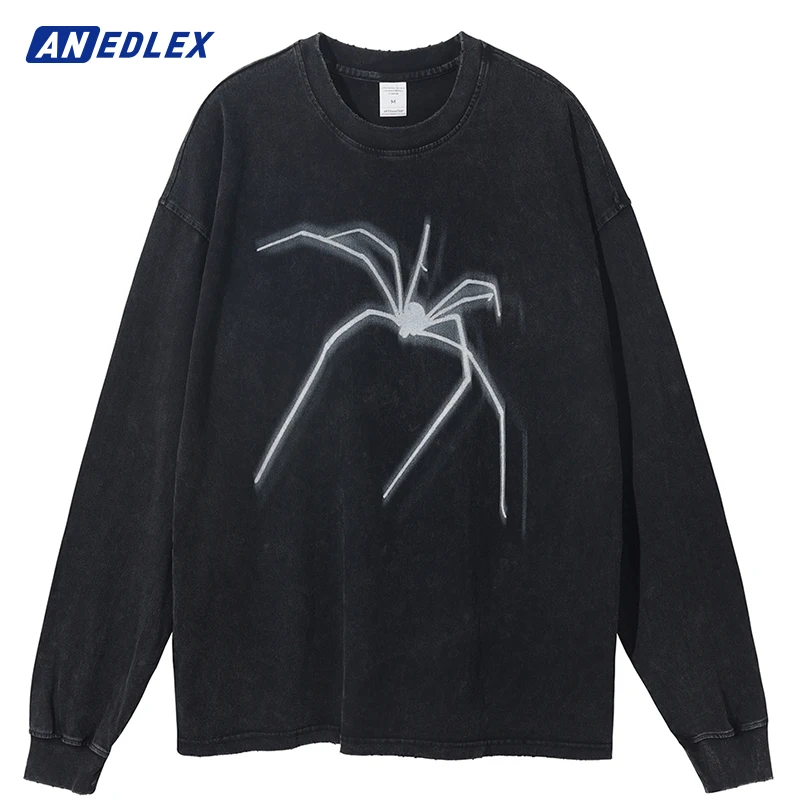 Streetwear Oversized Harajuku Punk Loose Tee Tops Men Hip Hop Spider Graphic Print Washed Long Sleeve T-Shirt Vintage Tshirt
Streetwear Oversized Harajuku Punk Loose Tee Tops Men Hip Hop Spider Graphic Print Washed Long Sleeve T-Shirt Vintage Tshirt