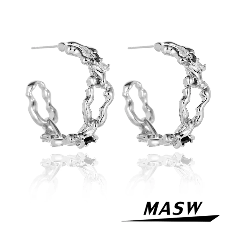 MASW Fashion Jewelry Hollow Hoop Earrings Popular Style High Quality Brass Silvery Plated Zircon Metal Earring For Women Jewelry
MASW Fashion Jewelry Hollow Hoop Earrings Popular Style High Quality Brass Silvery Plated Zircon Metal Earring For Women Jewelry