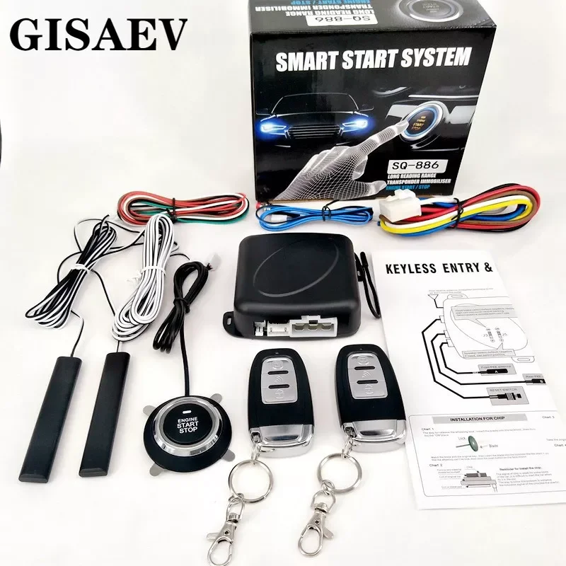 GISAEV Universal Automatic Keyless Entry System Car Start and Stop Buttons Keychain Kit Central Door Lock with Remote Control
GISAEV Universal Automatic Keyless Entry System Car Start and Stop Buttons Keychain Kit Central Door Lock with Remote Control