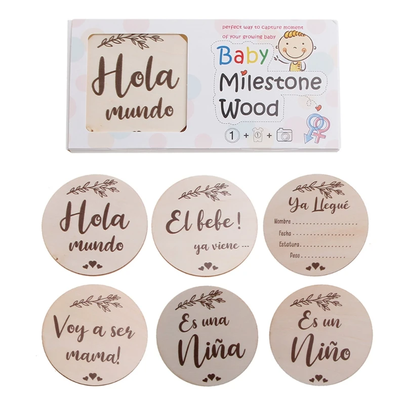 6 Pcs/Set Handmade Baby Milestone Cards Newborn Monthly Recording Cards Spanish Language Letters Leaves Print Photocards
6 Pcs/Set Handmade Baby Milestone Cards Newborn Monthly Recording Cards Spanish Language Letters Leaves Print Photocards