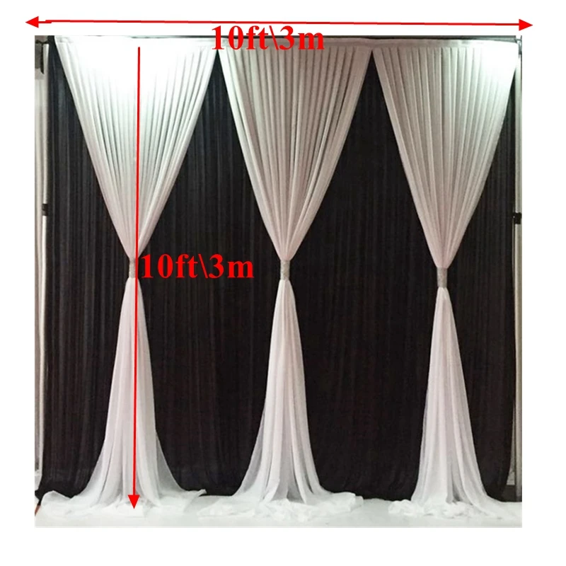 10X10FT White And Black Ice Silk Wedding Backdrop Curtain Photo Booth Stage Background Event Banquet Party Decoration
10X10FT White And Black Ice Silk Wedding Backdrop Curtain Photo Booth Stage Background Event Banquet Party Decoration