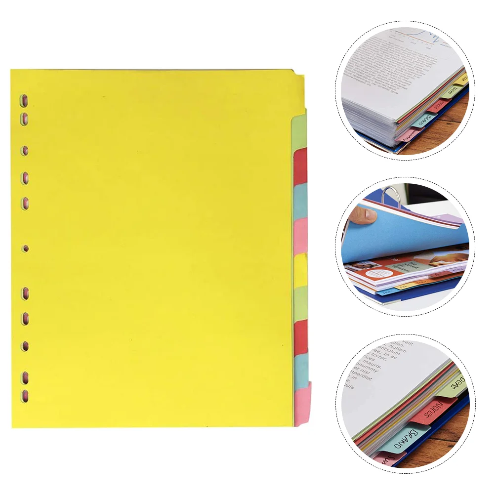 

12 Pcs Color Sort Paper Colorful Index Page Tab Colored Tabs Dividers A4 Size Labels Plastic Folders Sapport board with paddle