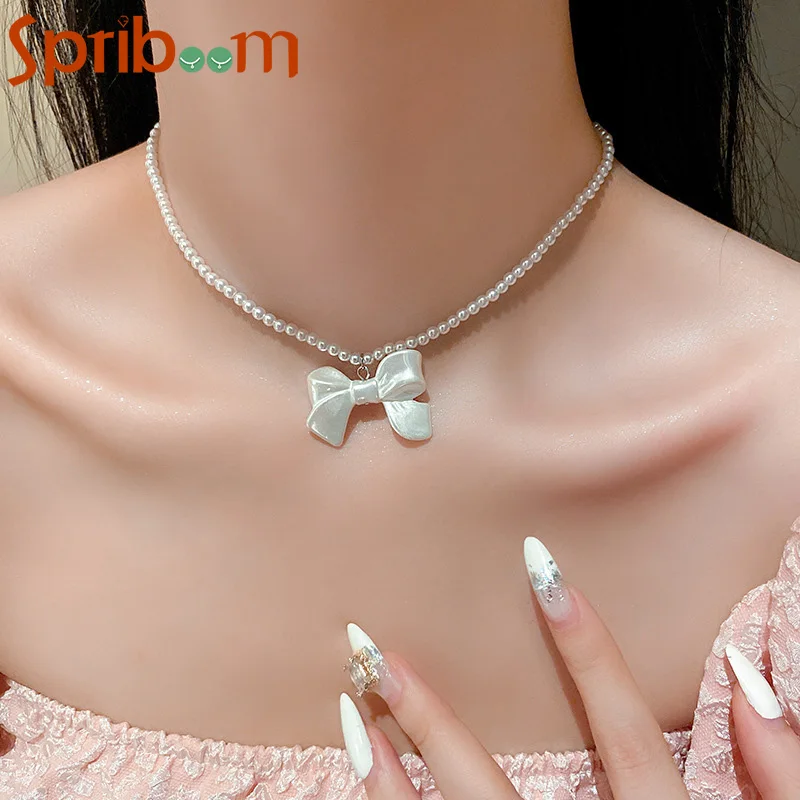 New Bow Knot Pearl Necklace Romantic Sweet Choker Necklaces for Women Korean Clavicle Chain Party Accessories Jewelry Girls Gift
New Bow Knot Pearl Necklace Romantic Sweet Choker Necklaces for Women Korean Clavicle Chain Party Accessories Jewelry Girls Gift