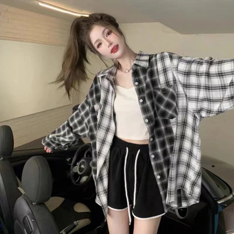 Блузка женская клетчатая с длинным рукавом, свободная повседневная рубашка в Корейском стиле, топ с воротником-стойкой, осень 2022
Блузка женская клетчатая с длинным рукавом, свободная повседневная рубашка в Корейском стиле, топ с воротником-стойкой, осень 2022