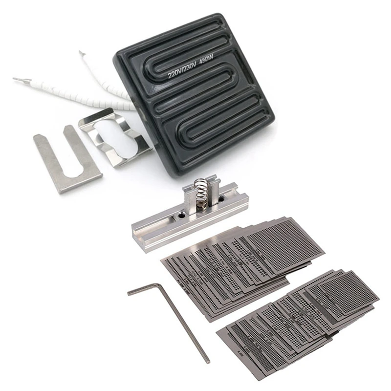 1 Set Top Ceramic Heater Heating Plate & 1 Set Direct Heating Bga Stencils Templates + Fixture Tin Solder Ball Tools
1 Set Top Ceramic Heater Heating Plate & 1 Set Direct Heating Bga Stencils Templates + Fixture Tin Solder Ball Tools