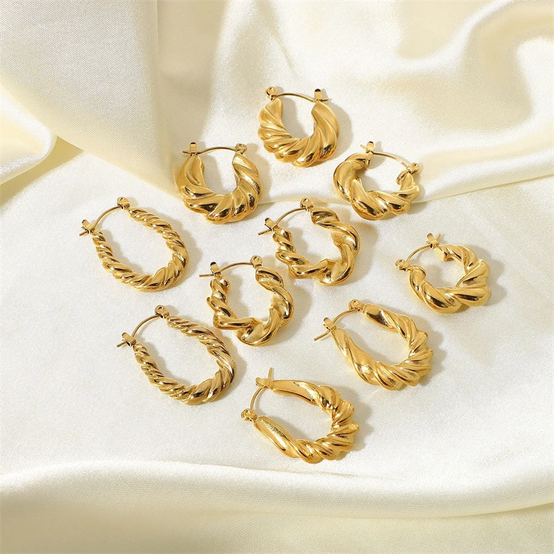 New Geometric Earrings Stainless Steel Earrings Twist earring Titanium Steel Women's Ear Studs Exquisite Golden Ear Accessories
New Geometric Earrings Stainless Steel Earrings Twist earring Titanium Steel Women's Ear Studs Exquisite Golden Ear Accessories