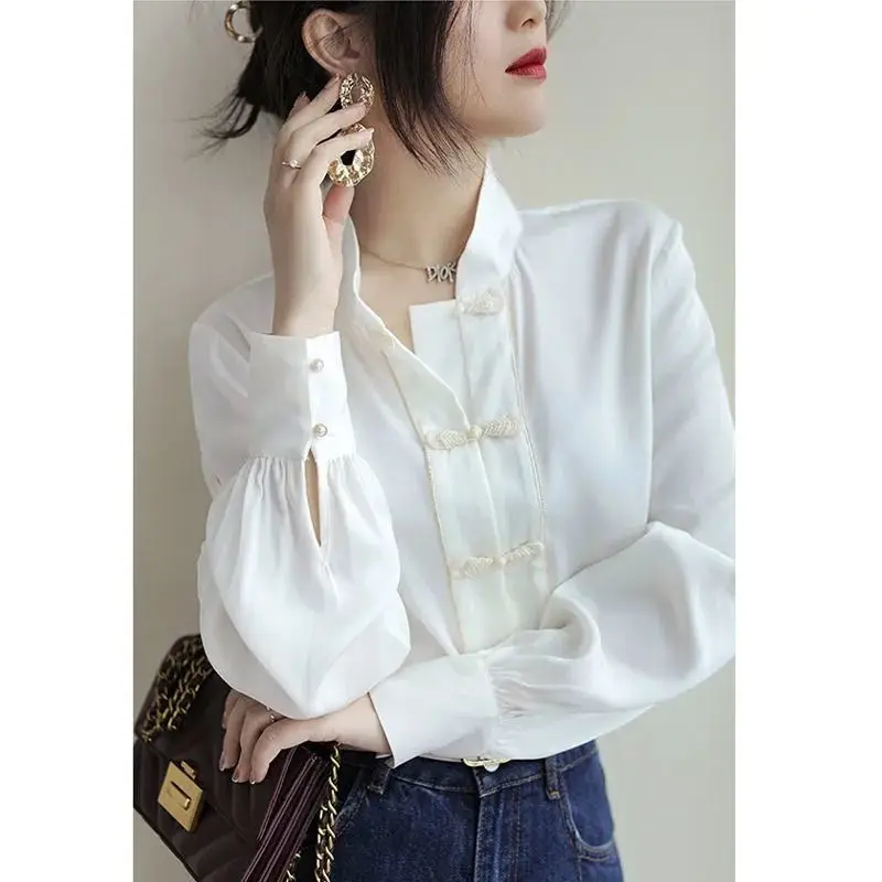 2023 Shirt women's long sleeve summer autumn new white shirt loose chinoiserie women's chiffon shirt top graceful daily blouse
2023 Shirt women's long sleeve summer autumn new white shirt loose chinoiserie women's chiffon shirt top graceful daily blouse