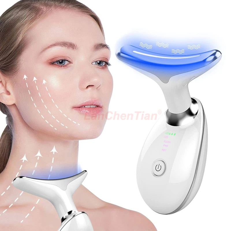 

Neck Face Beauty Device LED Photon Therapy Skin Tighten Reduce Double Chin Anti Wrinkle Remove Lifting Massaging Skin Care Tools