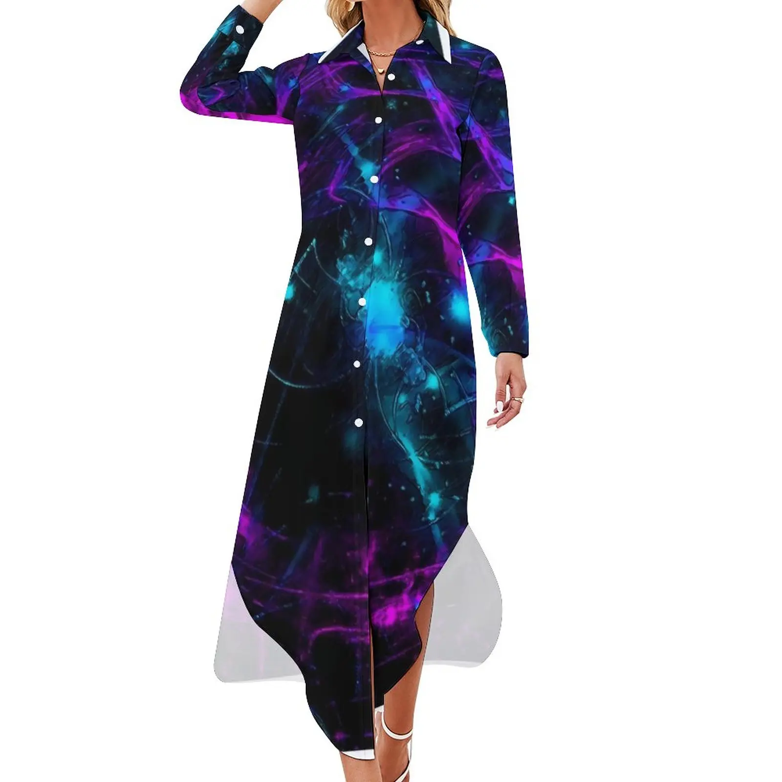 Neon Galaxy Chiffon Dress Sexy V Neck Purple And Blue Beach Dresses Woman Aesthetic Casual Dress Gift Idea
Neon Galaxy Chiffon Dress Sexy V Neck Purple And Blue Beach Dresses Woman Aesthetic Casual Dress Gift Idea