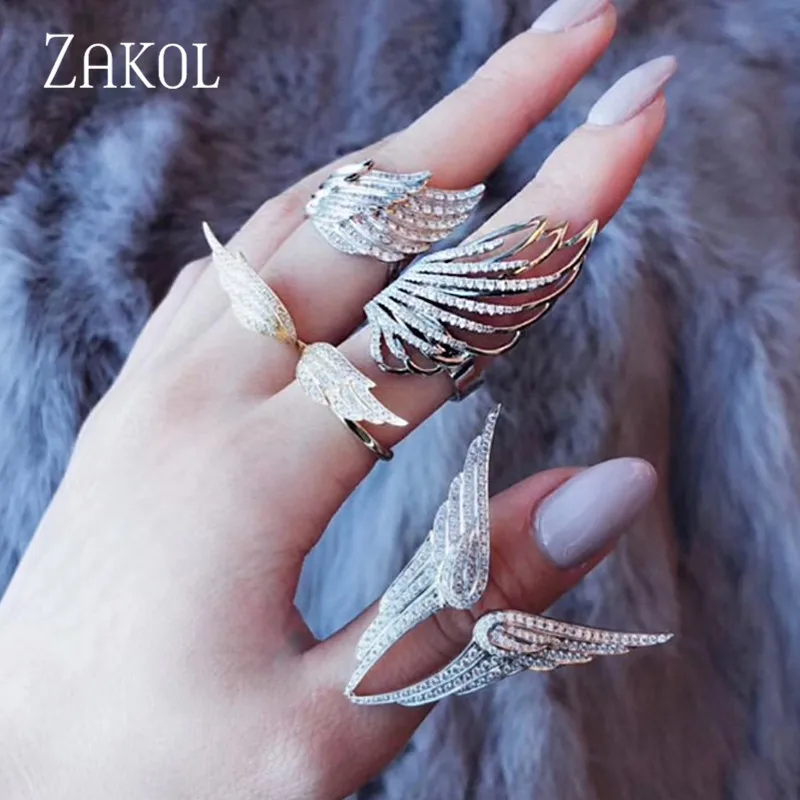 ZAKOL Fashion Punk Style Metal Jewelry for Women AAA Cubic Zirconia Wing Wedding Bands Engagement Rings RP2113
ZAKOL Fashion Punk Style Metal Jewelry for Women AAA Cubic Zirconia Wing Wedding Bands Engagement Rings RP2113