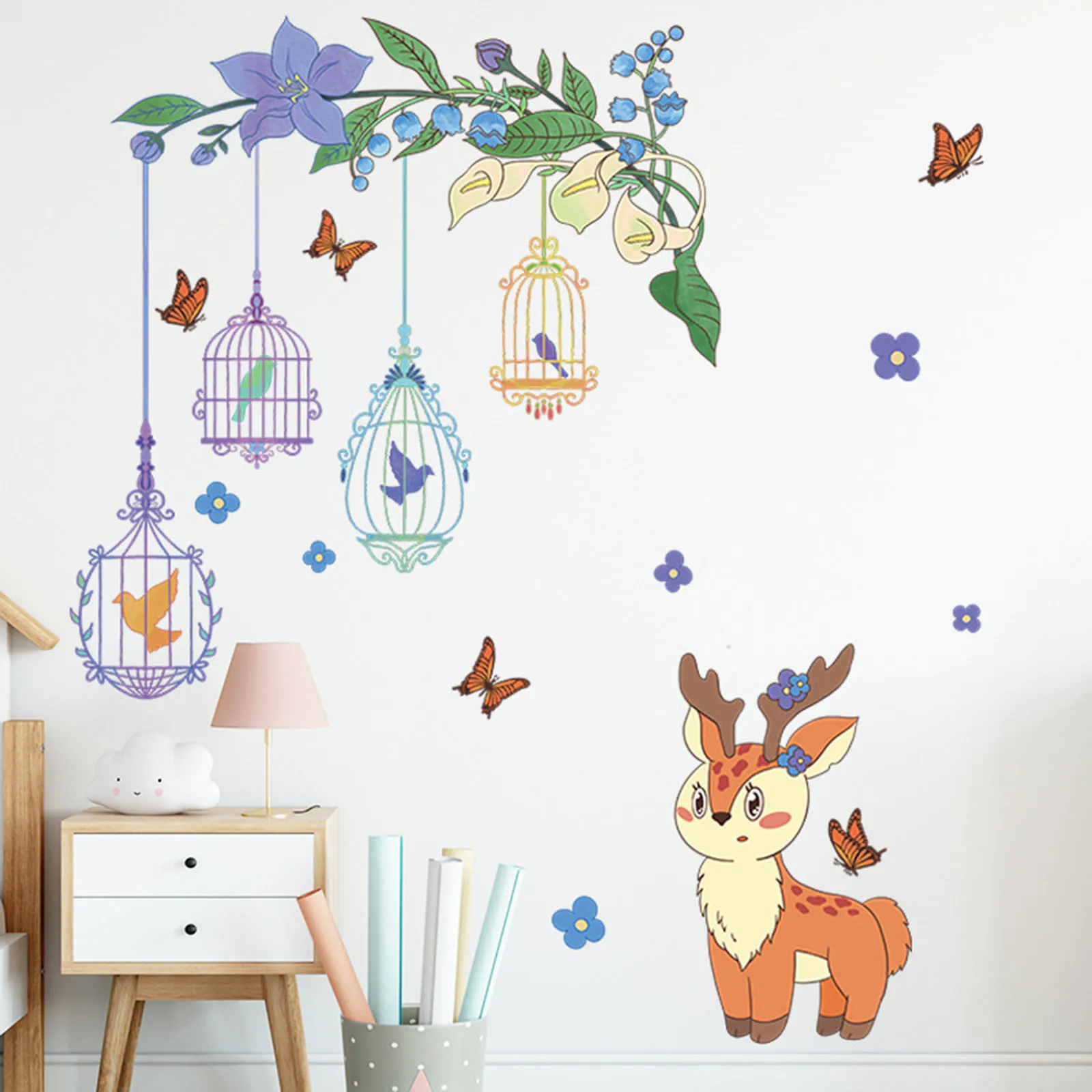 Fresh Branch Birdcages Butterfly Deer Playing Bedroom Living Room Porch Home Wall Decoration Wall Wall Decor Sticker Mirror
Fresh Branch Birdcages Butterfly Deer Playing Bedroom Living Room Porch Home Wall Decoration Wall Wall Decor Sticker Mirror