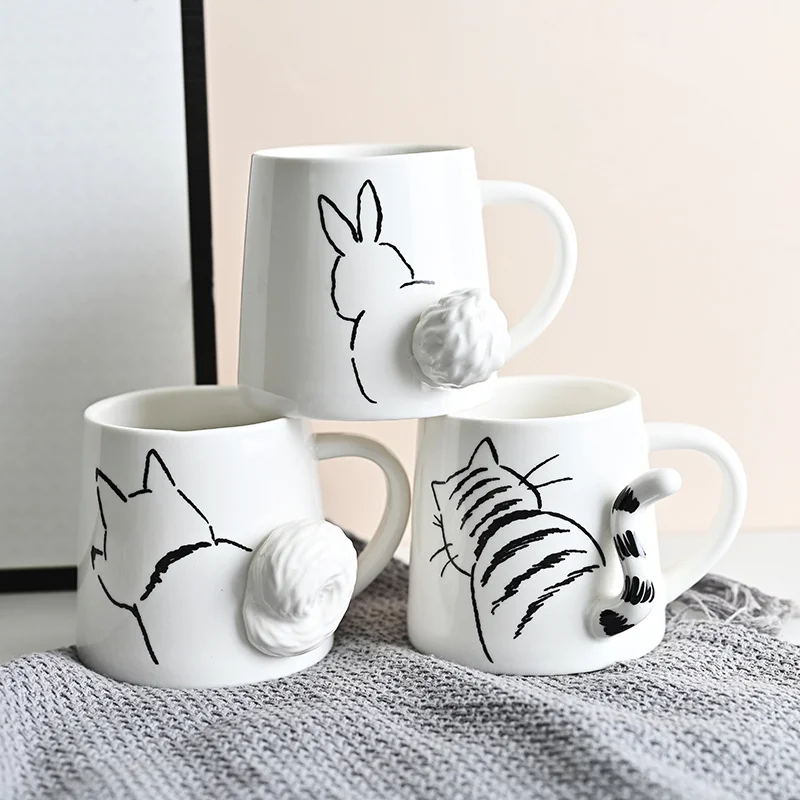 

Креативная трехмерная керамическая кружка в японском стиле с рисунком собаки, чашка для завтрака, молока, кофе, домашняя чашка для питья