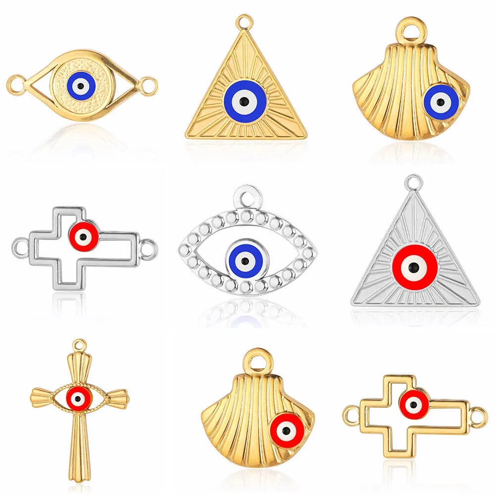 3Pcs/Lot Enamel Blue Red Color Evil Eye Corss Stainless Steel Charms Triangle Shell DIY Jewelry Earring Necklace Making Pendant
3Pcs/Lot Enamel Blue Red Color Evil Eye Corss Stainless Steel Charms Triangle Shell DIY Jewelry Earring Necklace Making Pendant
