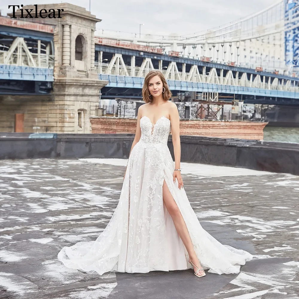 TIXLEAR Elegant Wedding Dresses For Woman Popular Summer 2023 A-line High Split Appliques Open Back Sleeveless Vestidos De Novia
TIXLEAR Elegant Wedding Dresses For Woman Popular Summer 2023 A-line High Split Appliques Open Back Sleeveless Vestidos De Novia