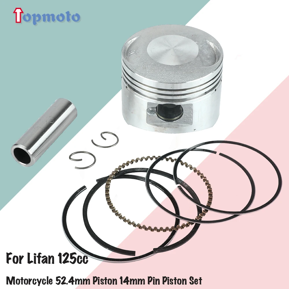 Motorcycle 52.4mm Piston 14mm Pin Piston Set For Lifan 125cc Air/Oil cooling Horizontal Engines Dirt Pit Bike ATV Quad Parts 
Motorcycle 52.4mm Piston 14mm Pin Piston Set For Lifan 125cc Air/Oil cooling Horizontal Engines Dirt Pit Bike ATV Quad Parts