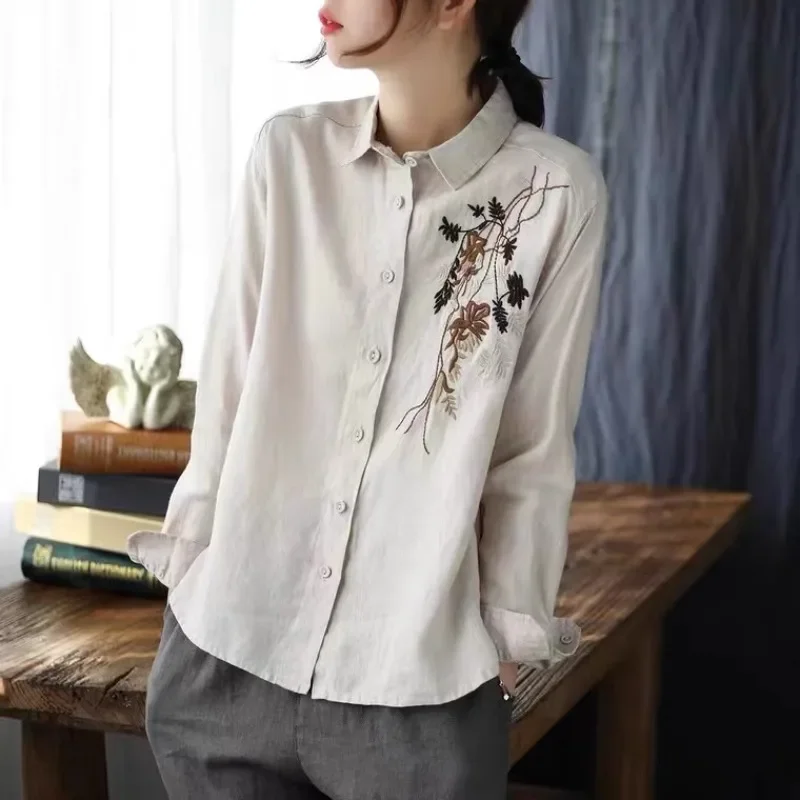 Vintage Women's Shirts Floral Loose Embroidery Blouses Spring/Summer Ladies Clothing New FASHION Long Sleeves Cotton Linen Tops
Vintage Women's Shirts Floral Loose Embroidery Blouses Spring/Summer Ladies Clothing New FASHION Long Sleeves Cotton Linen Tops