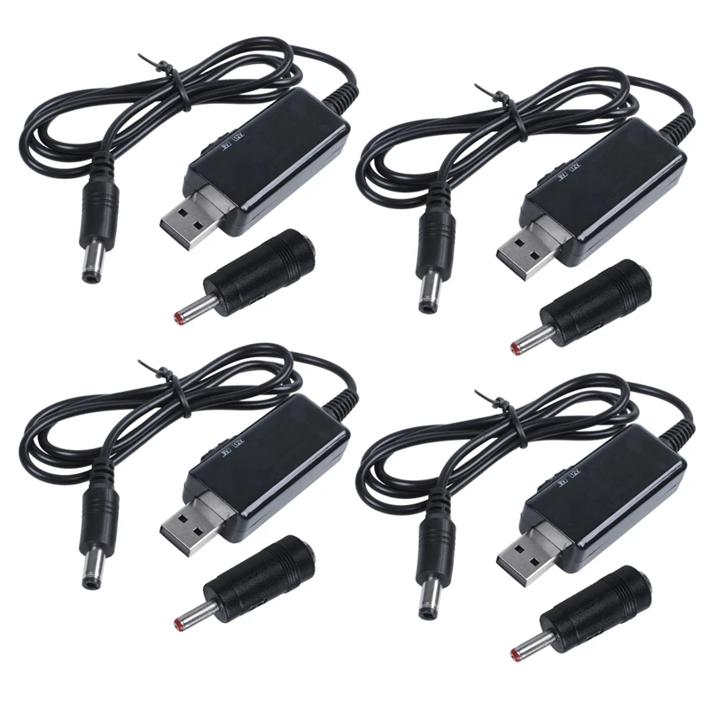 

4X USB Boost Cable 5V Step Up To 9V 12V Adjustable Voltage Converter 1A Step-Up Volt Transformer DC Power Regulator