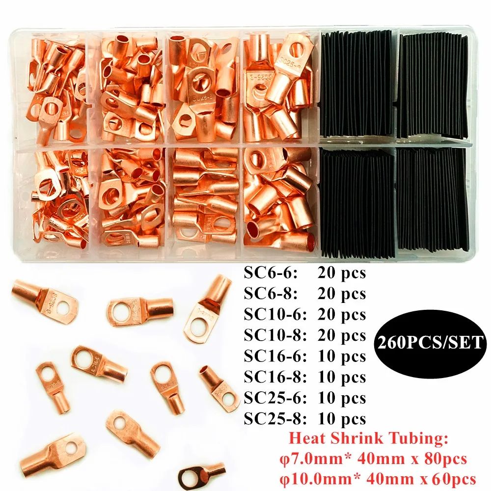 Assorted Heavy Duty Wire Lugs, Wire Terminal Connectors, Tubular SC Ring Terminals Connectors with Spy Hole Assortment Set
Assorted Heavy Duty Wire Lugs, Wire Terminal Connectors, Tubular SC Ring Terminals Connectors with Spy Hole Assortment Set