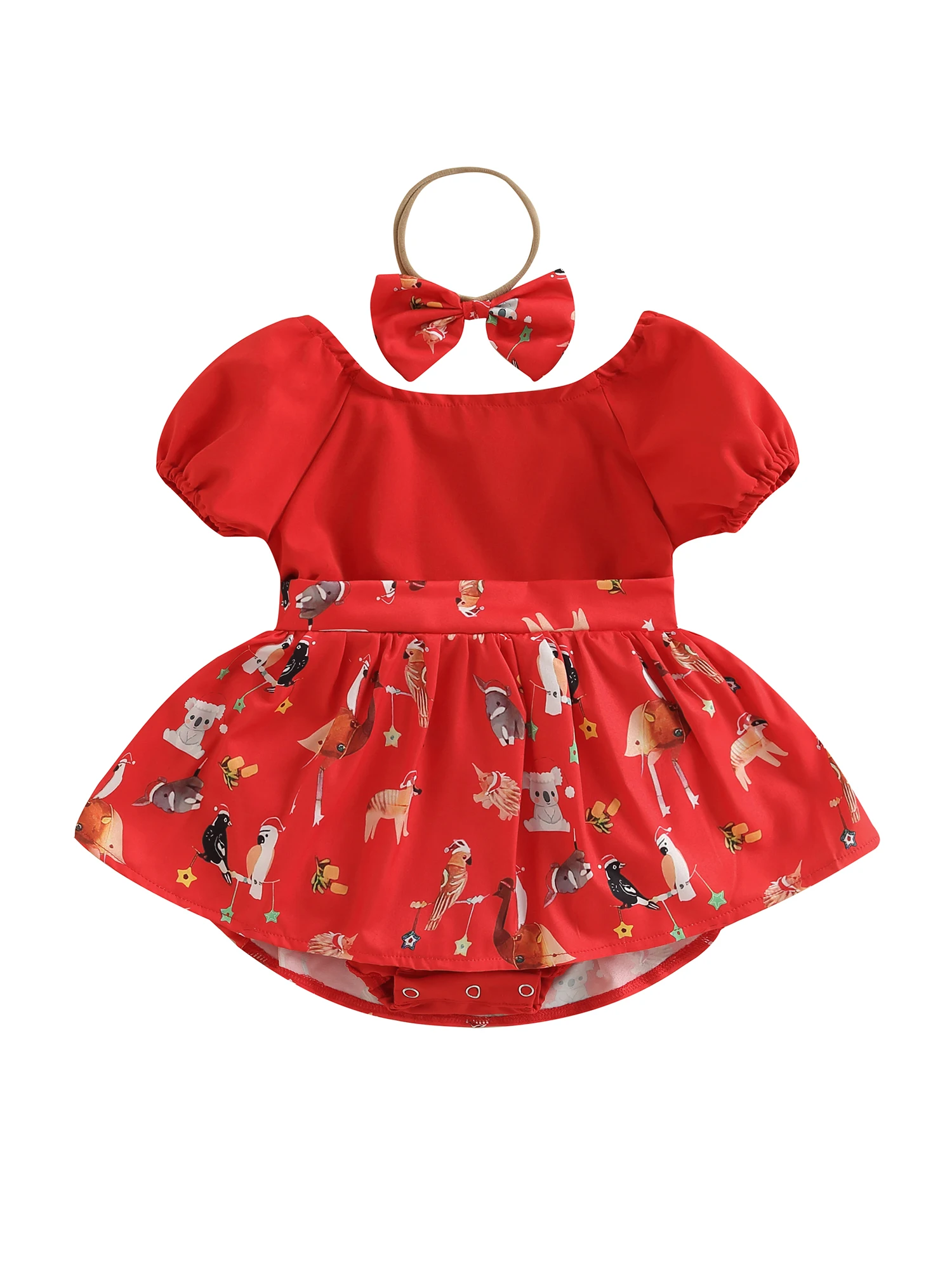 Новорожденный ребенок девочка Рождество наряд мультфильм узоры короткий рукав комбинезон платье с повязкой на голову боди 
Новорожденный ребенок девочка Рождество наряд мультфильм узоры короткий рукав комбинезон платье с повязкой на голову боди