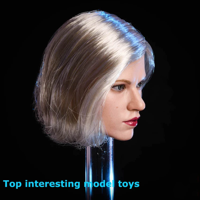 

NRTOYS 1/6 Female Silver Hair Soldier Head Sculpt Short Hair Head Carving for 12 Inch Suntan Color Action Body Doll