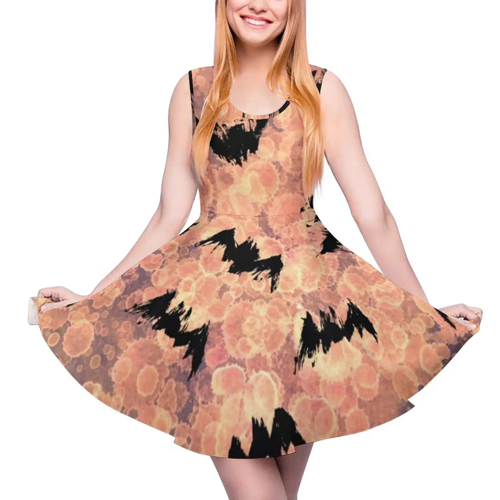 

Платье с абстрактным принтом летучих мышей, Клубные платья с высокой талией, эстетическое платье большого размера для скейтбординга, женская одежда на заказ