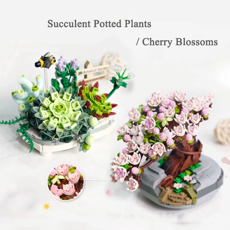Mini Bouquet Building Blocks Flowers Succulent Cherry Blossom Bonsai 3D Model Home Decoration Children's Assembly Toy Girl Gifts
Mini Bouquet Building Blocks Flowers Succulent Cherry Blossom Bonsai 3D Model Home Decoration Children's Assembly Toy Girl Gifts
