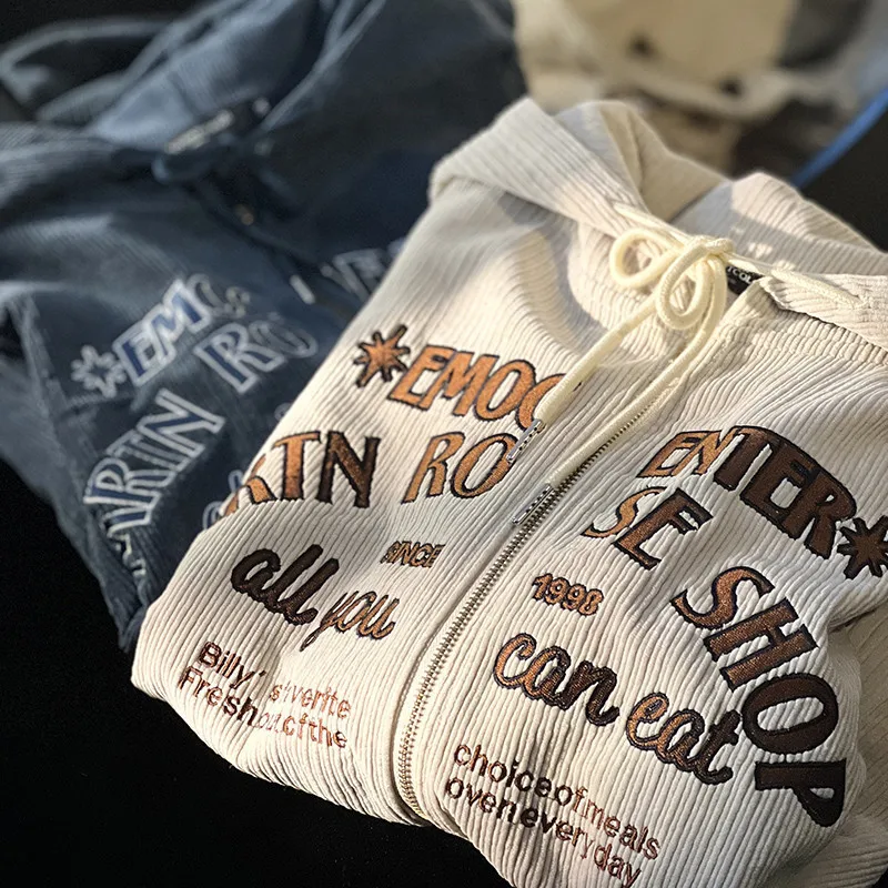 Soft Corduroy Fleece Oversized Zip Up Hoodies Jacket for Women Men Embroidery Letter Vintage Sweatshirt Woman Streetwear Autumn
Soft Corduroy Fleece Oversized Zip Up Hoodies Jacket for Women Men Embroidery Letter Vintage Sweatshirt Woman Streetwear Autumn