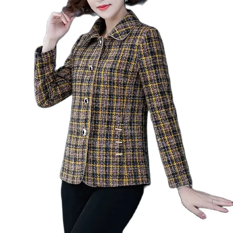 

Tweed Mother Spring Autumn 2022 New Ladies Jacket Fashion Jackets Noble Temperament Middle-Aged Women's Coat Single-Breasted Top