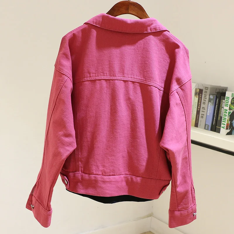 Rose Fashion red Denim Women Loose Short Student Outwear Chaqueta Mujer Harajuku Batwing sleeve Jeans Jacket Coat Female
Rose Fashion red Denim Women Loose Short Student Outwear Chaqueta Mujer Harajuku Batwing sleeve Jeans Jacket Coat Female