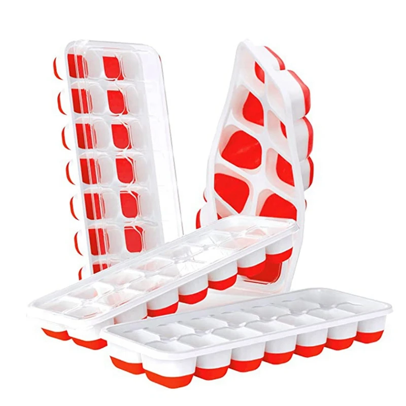 4 Pcs Ice Square Trays, Easy-Release Silicone 14-Ice Square Trays with Spill-Resistant Removable Lid,for Cocktail
4 Pcs Ice Square Trays, Easy-Release Silicone 14-Ice Square Trays with Spill-Resistant Removable Lid,for Cocktail
