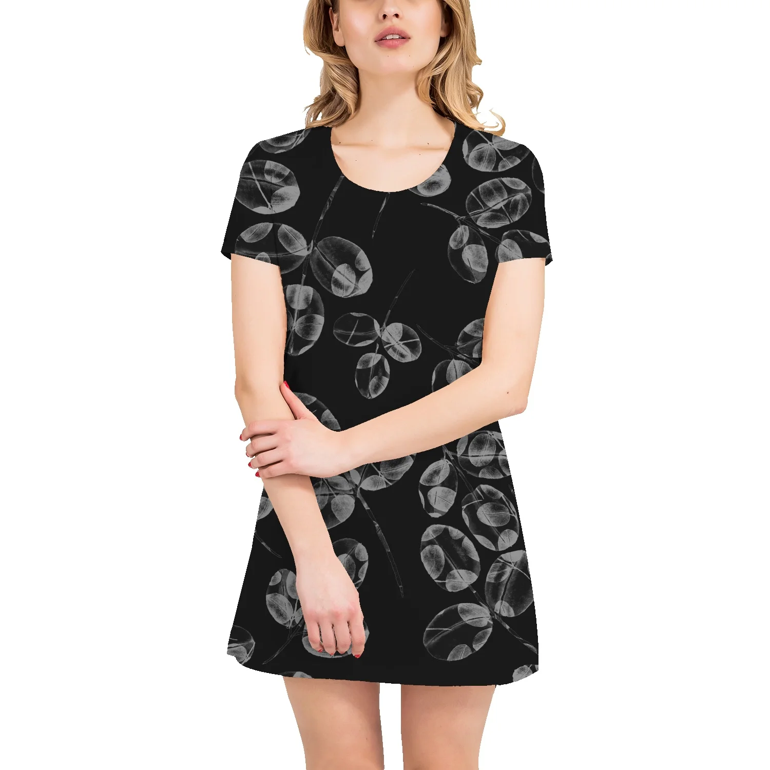 Pure cotton large size casual dress black and white floral retro print t-shirt skirt summer loose mid-length short-sleeved home
Pure cotton large size casual dress black and white floral retro print t-shirt skirt summer loose mid-length short-sleeved home
