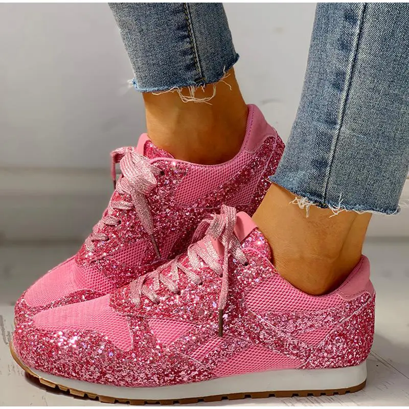 New Women Platform Comfortable Flat Glitter Sneakers Casual Female Mesh Lace Up Bling Soft Knitting Plus Size Vulcanized Shoes
New Women Platform Comfortable Flat Glitter Sneakers Casual Female Mesh Lace Up Bling Soft Knitting Plus Size Vulcanized Shoes