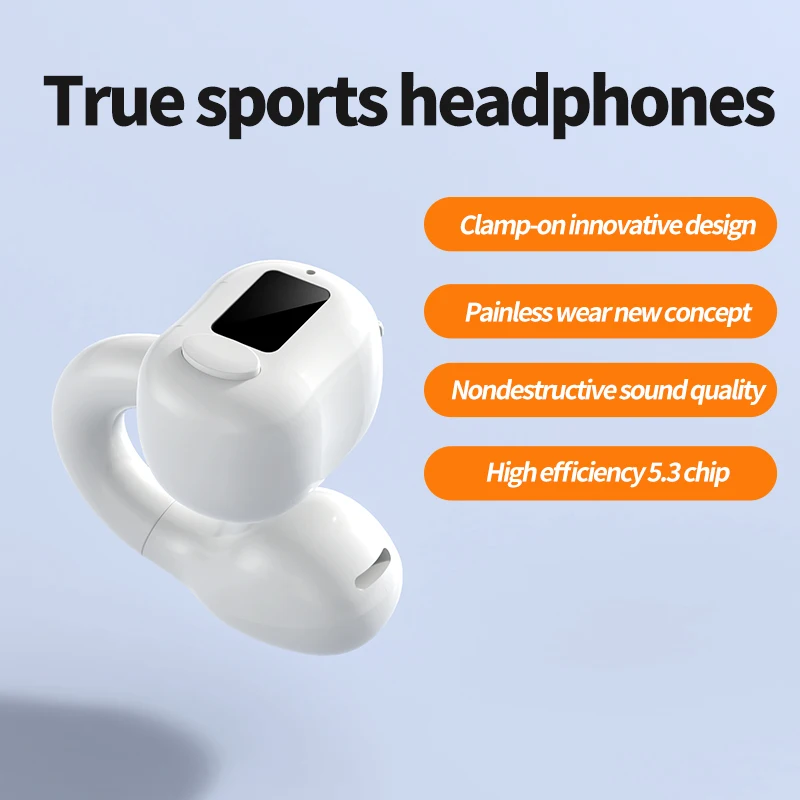 

Bone Conduction Earphones 5.3 Ear Clip on Ear Earring Headphones Wireless Headset HiFi Stereo Earbud With Microphone