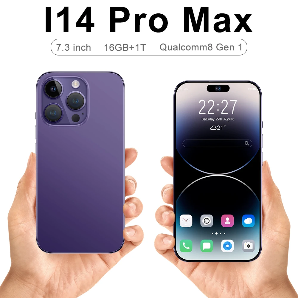 i14 Pro Max Smartphone 7.3 inch Full Screen Face ID 8000mAh Mobile Phones Global Version 4G 5G Cell Phone
i14 Pro Max Smartphone 7.3 inch Full Screen Face ID 8000mAh Mobile Phones Global Version 4G 5G Cell Phone