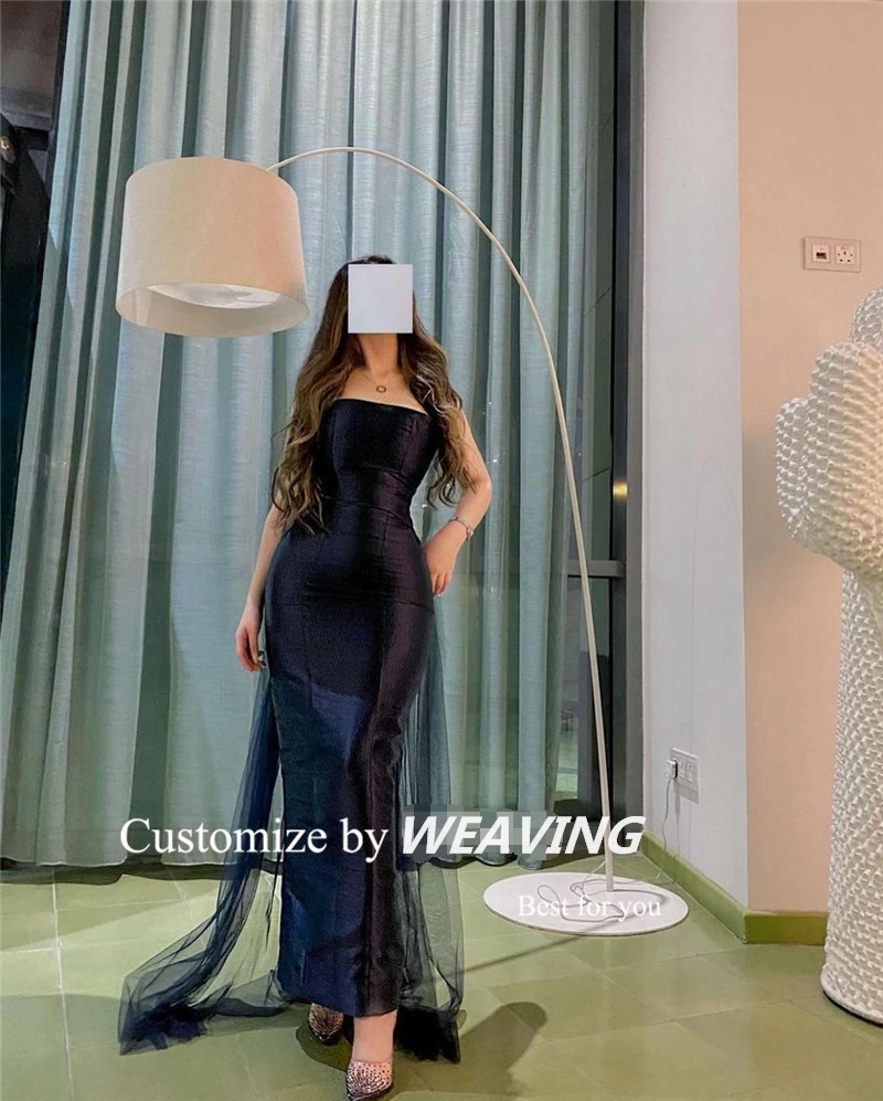 Simple Black Satin Prom Dresses Saudi Arabic Women Strapless Prom Gowns Formal Event Night Party Event Dress 
Simple Black Satin Prom Dresses Saudi Arabic Women Strapless Prom Gowns Formal Event Night Party Event Dress