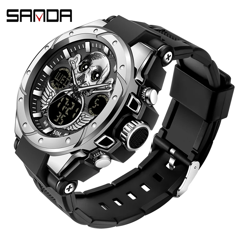 

SANDA New Brand G style automatic date waterproof sports quartz watch men's alarm clock luminous watch Orologio da uomo
