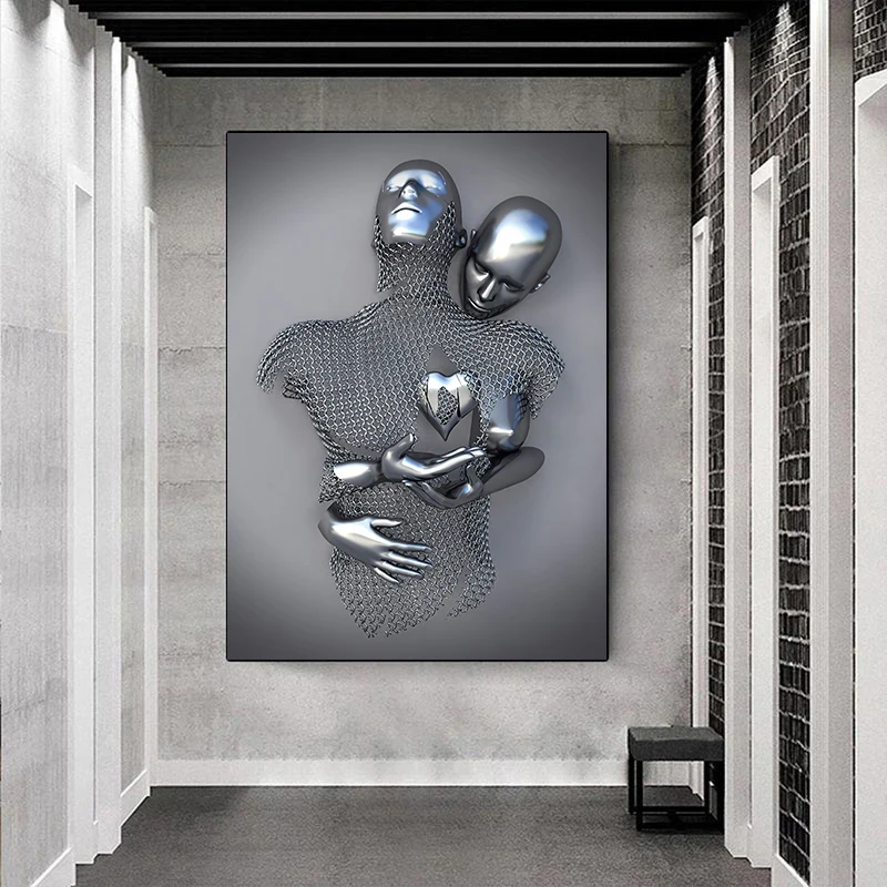 Creative Metal Figure Hugging Sculpture Frameless Poster Hanging Painting Modern Sofa Wall Decoration Canvas Painting Core
Creative Metal Figure Hugging Sculpture Frameless Poster Hanging Painting Modern Sofa Wall Decoration Canvas Painting Core